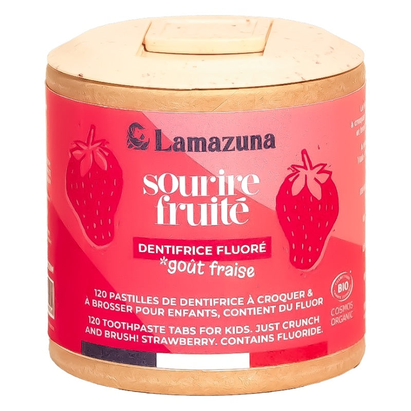 Dentifrice enfant à croquer BIO fraise avec fluor - 120 pièces - Lamazuna