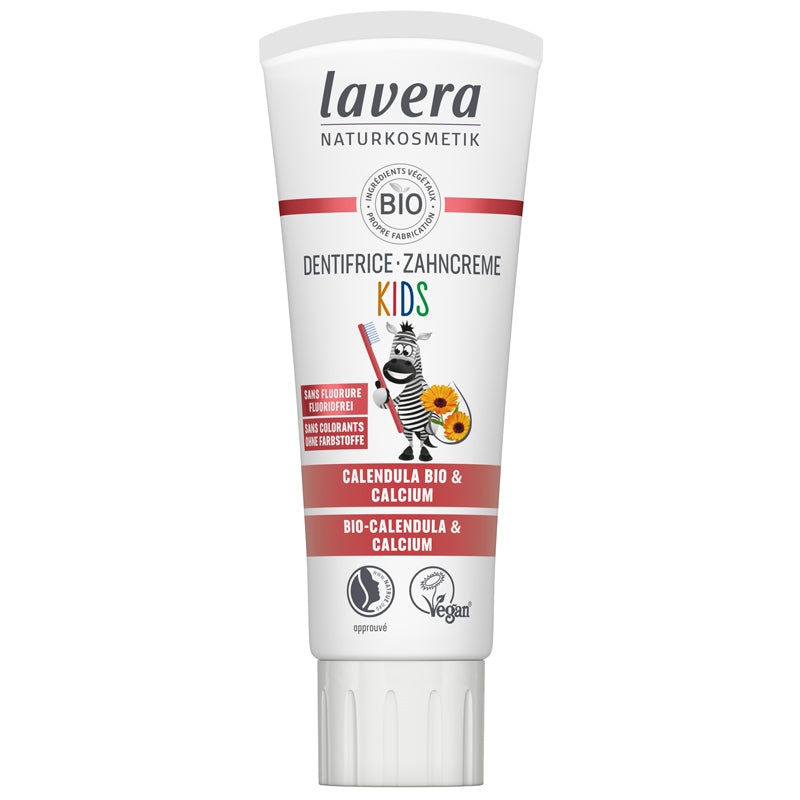 Kinderzahnpasta, fruchtiger Geschmack, Bio-Ringelblume, fluoridfrei – 75 ml – Lavera