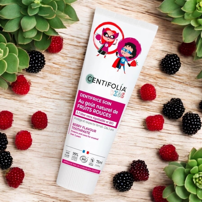 Dentifrice enfants bio fruits rouges sans fluor 75 ml centifolia 3