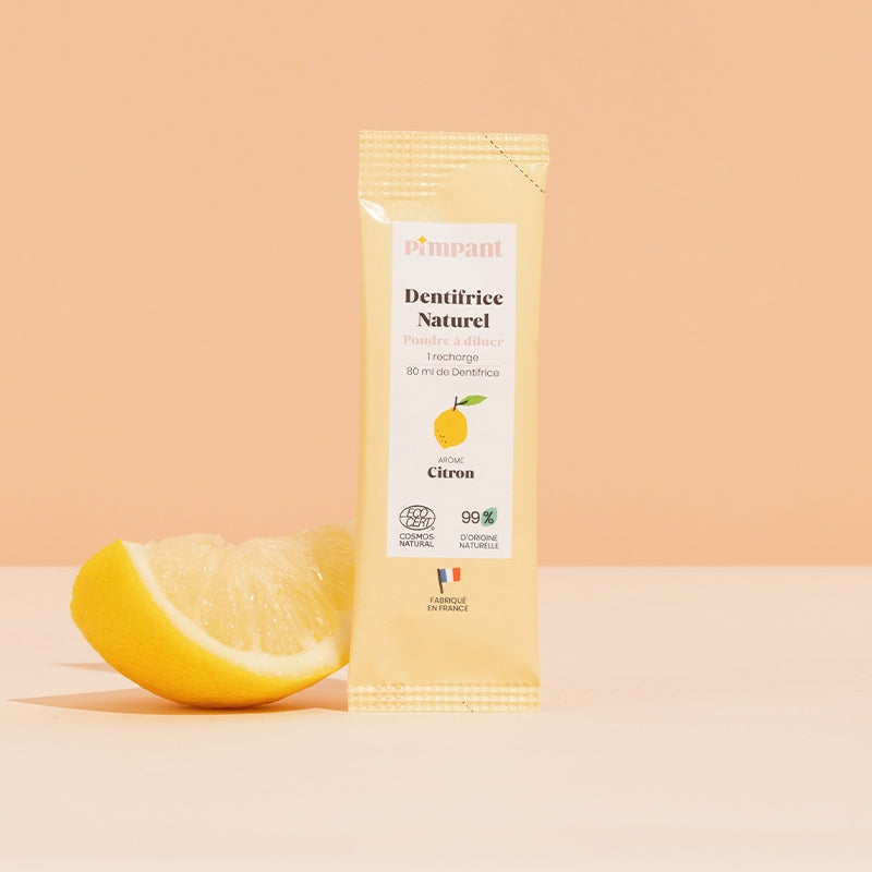 Zahnpastapulver mit Zitronengeschmack und Fluorid – 8 g – Pimpant
