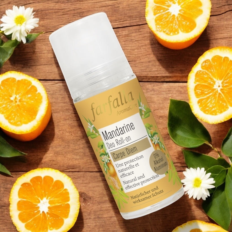 Bio-Roll-on-Deodorant mit Mandarinenduft und Zitrusfrische – 50 ml – Farfalla