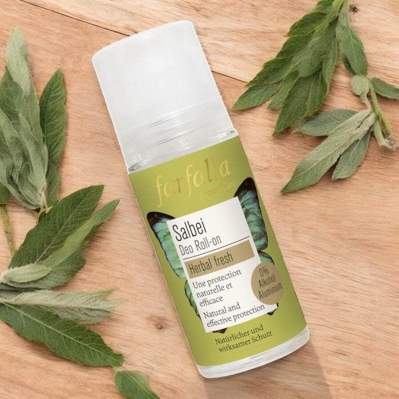 Bio-Roll-On-Deo mit frischen Kräutern und Salbei – 50 ml – Farfalla