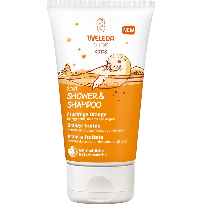 Weleda 2-in-1 Bio-Babyshampoo &amp; Duschgel – Fruchtige Orange – 150 ml