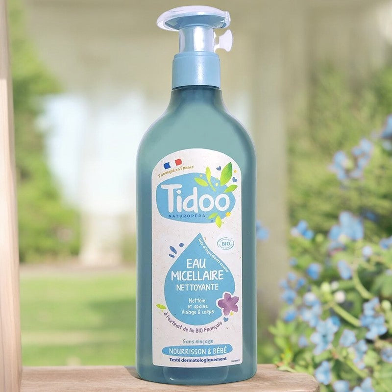 Eau micellaire nettoyante bébé BIO lin - 500ml - Tidoo