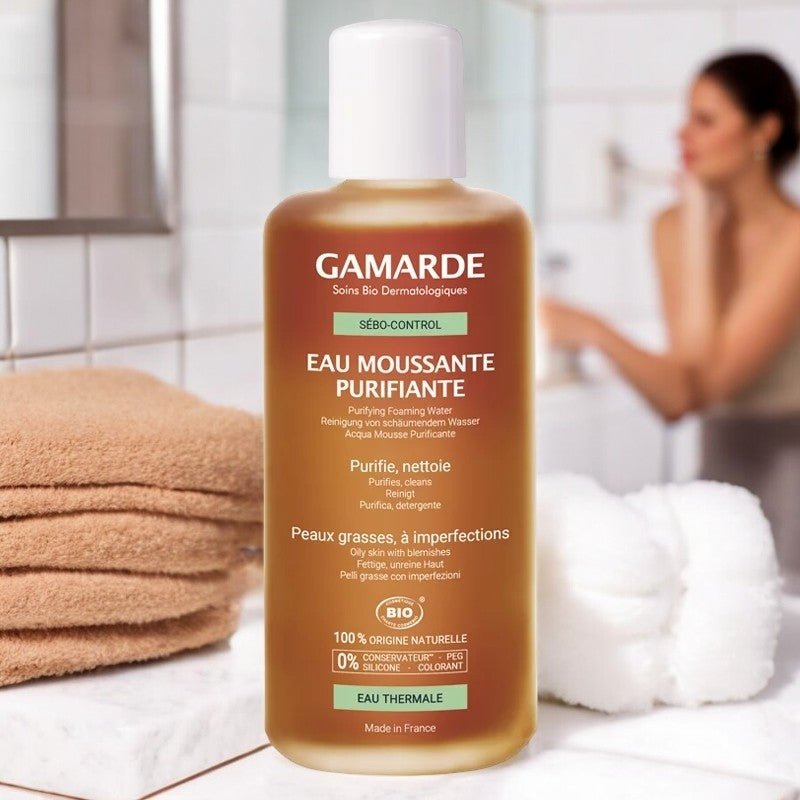 Gamarde Bio-Reinigungsschaumwasser mit Blaubeeren und Thermalwasser – 200 ml