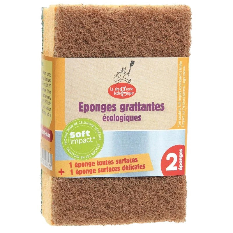 Eponge grattante toutes surfaces & surfaces délicates éco - 2 pcs - La droguerie écologique