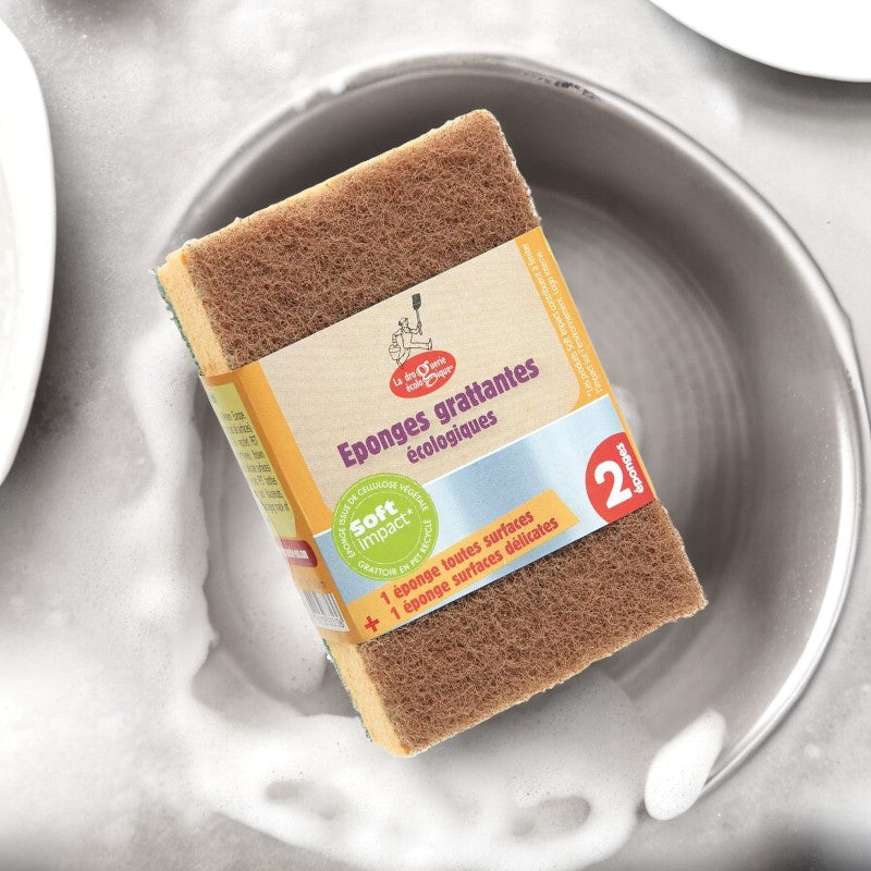 Umweltfreundlicher Scheuerschwamm für alle Oberflächen und empfindliche Oberflächen – 2 Stück – Die umweltfreundliche Drogerie