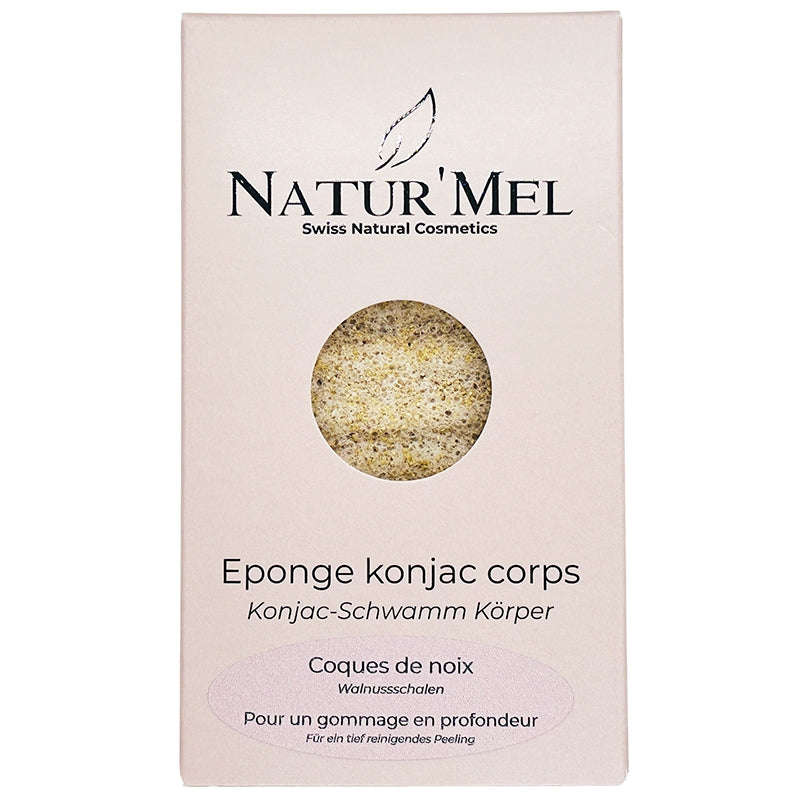 Éponge Konjac corps coques de noix - Natur'Mel