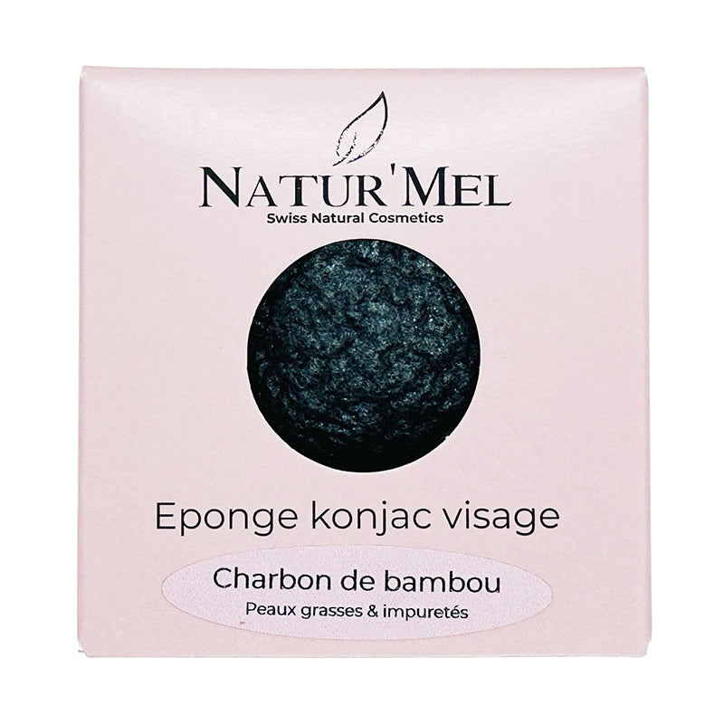 Éponge Konjac visage charbon de bambou - Natur'Mel