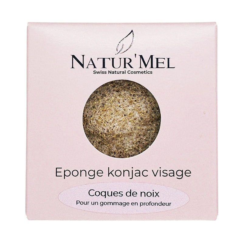 Éponge Konjac visage coques de noix - Natur'Mel