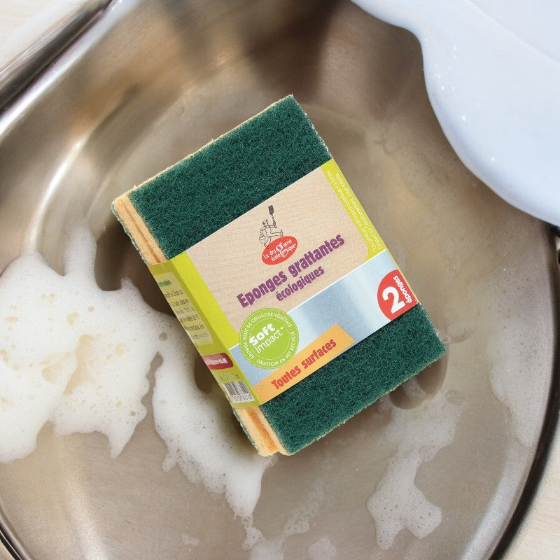 Eponges grattantes vertes écologiques - 2 pièces - La droguerie écologique
