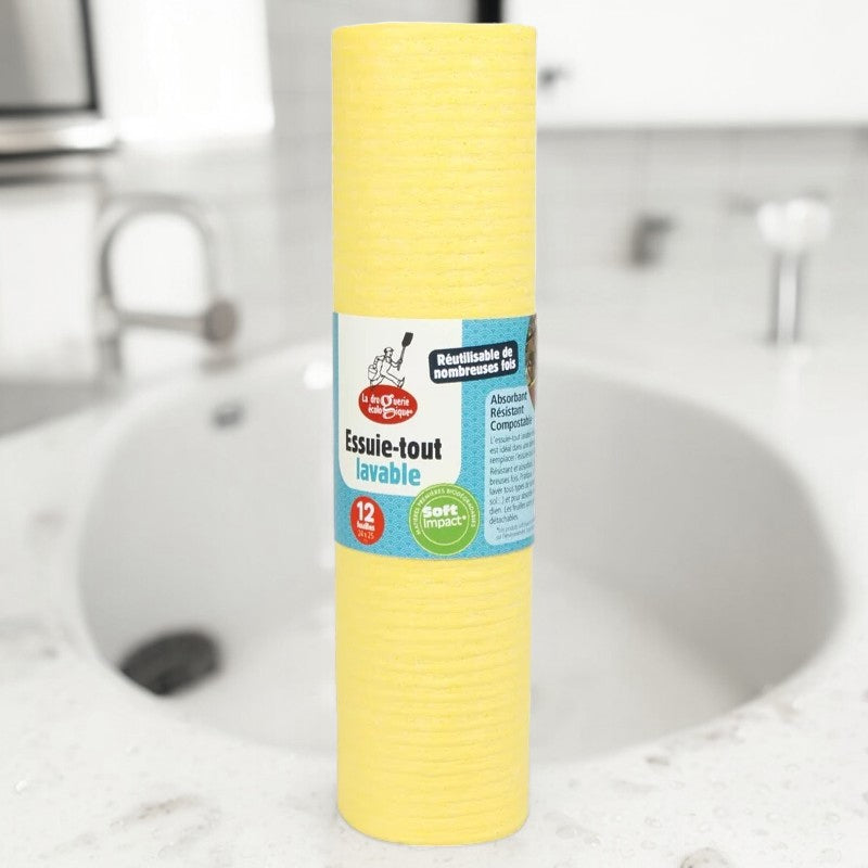 Essuie-tout lavable Jaune - 12 pièces - La droguerie écologique