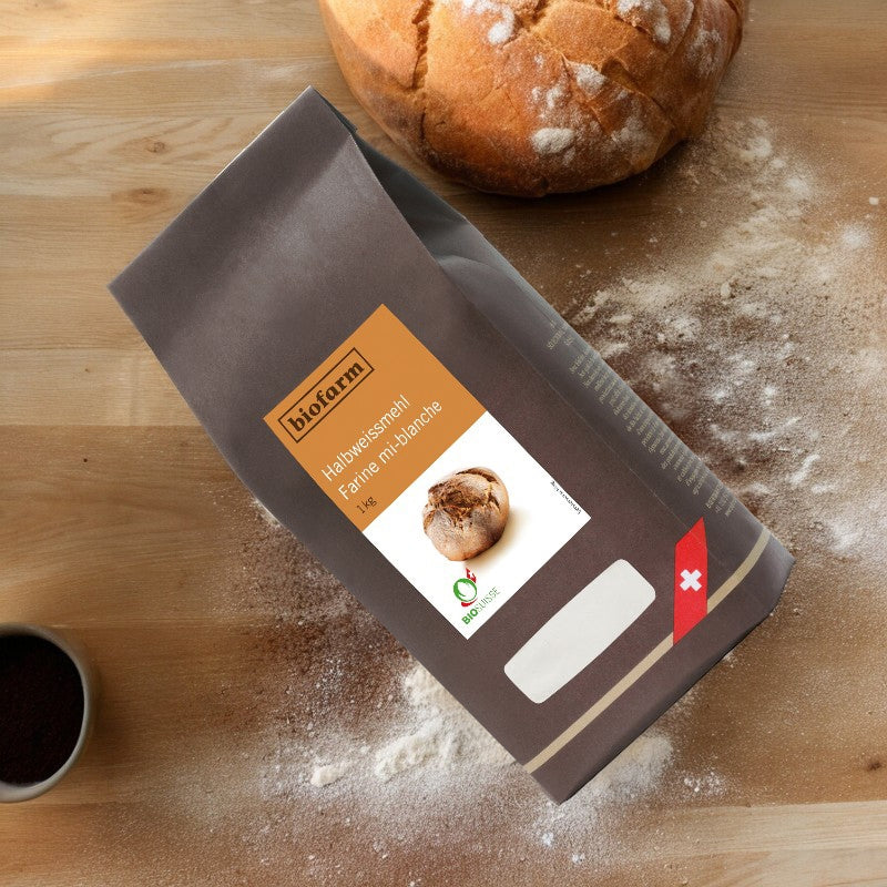 Farine mi-blanche suisse BIO - 1kg - Biofarm