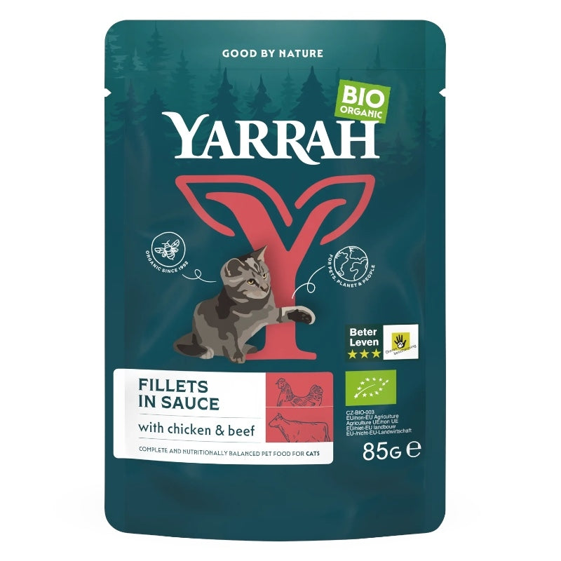 Filets en sauce au bœuf pour chat BIO - 85g - Yarrah