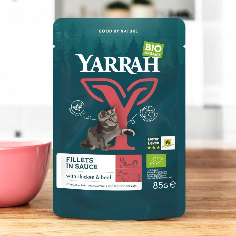 Filets en sauce au bœuf pour chat BIO - 85g - Yarrah