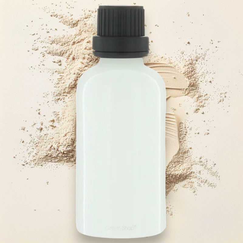 50-ml-Flasche aus weißem Glas mit schwarzem Schraubverschluss und Originalitätsverschluss – 1 Stück – Potion &amp; Co