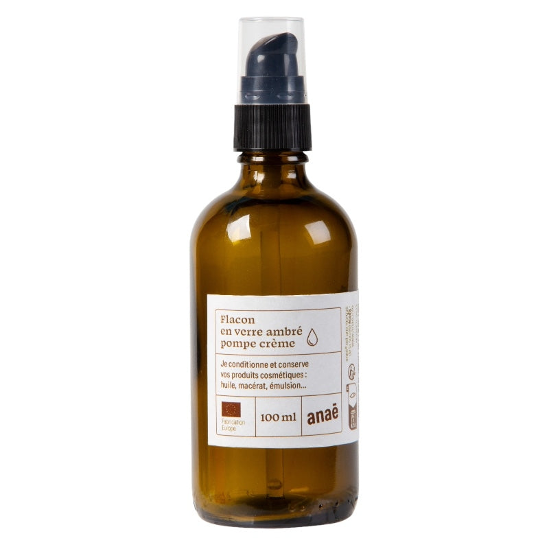 Flacon pompe crème en verre ambré 100ml - Anaé