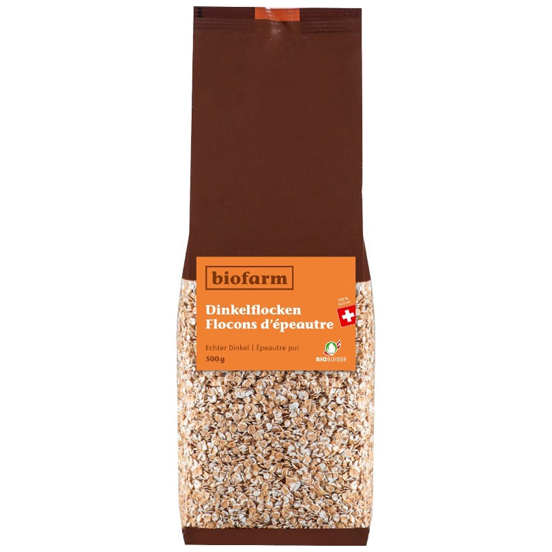 Bio-Dinkelflocken aus der Schweiz – 500 g – Biofarm