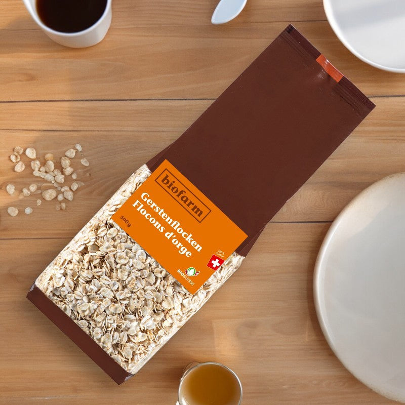 Bio-Gerstenflocken aus der Schweiz – 500 g – Biofarm