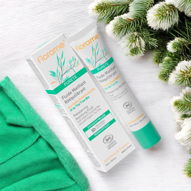 Bio-Mattierungs- und Ausgleichsfluid mit Teebaumöl und Hamamelis – 40 ml – Florame