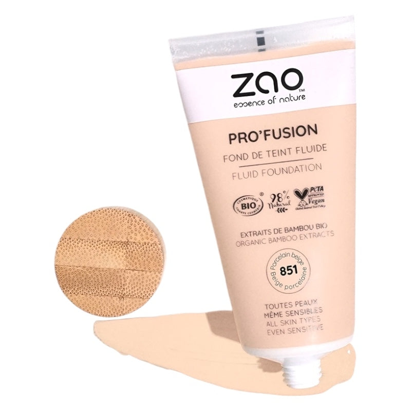 Fond de teint fluide beige porcelaine n851 bio 30 ml zao 2