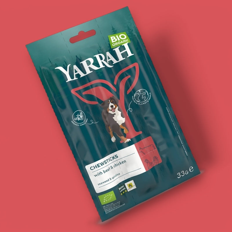 Bio-Rindfleisch-Kauartikel mit Spirulina für Hunde – 33 g – Yarrah