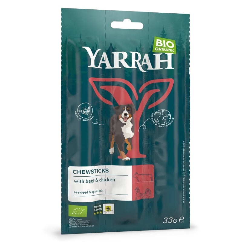 Bio-Rindfleisch-Kauartikel mit Spirulina für Hunde – 33 g – Yarrah
