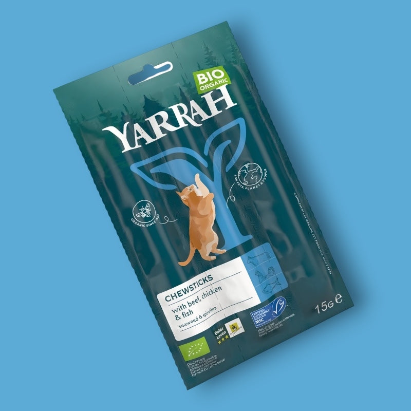 Bio-Leckerli für Katzen zum Kauen mit Fleisch und Fisch – 15 g – Yarrah