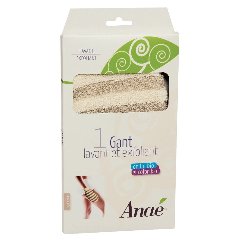 Wasch- und Peelinghandschuh aus Bio-Baumwolle und Leinen - Anaé