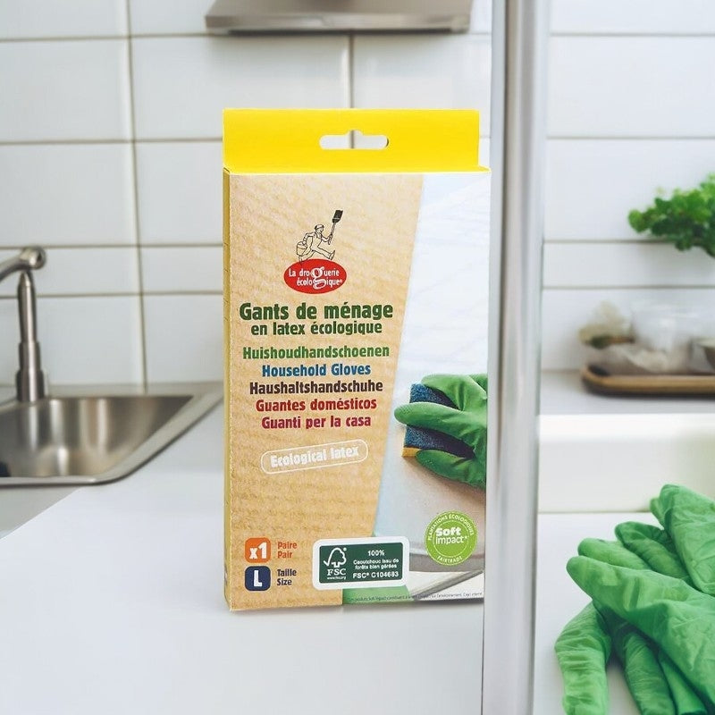 Umweltfreundliche Latex-Haushaltshandschuhe, Größe L – 2 Stück – Die umweltfreundliche Drogerie