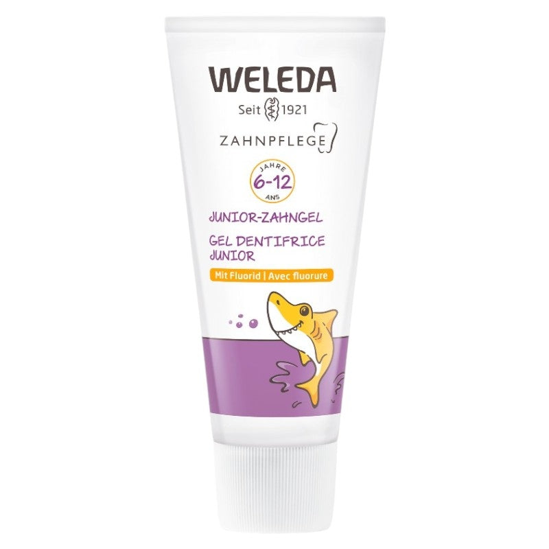 Junior-Zahngel für Kinder von 6 bis 12 Jahren, Ringelblume mit Fluorid – 50 ml – Weleda