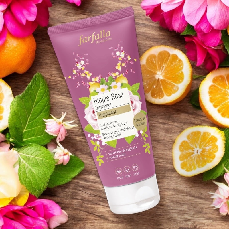 Bio-Duschgel in Rose, Iris, Vanille und Orange – 200 ml – Farfalla