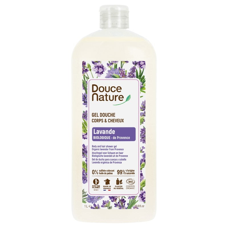 Gel douche corps cheveux bio lavande 1 l douce nature