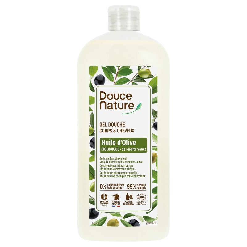Gel douche corps cheveux bio olive 1 l douce nature