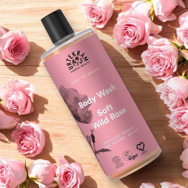 Sanftes Bio-Duschgel mit Wildrose – 500 ml – Urtekram