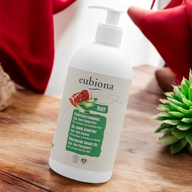 Bio-Duschgel mit Feuchtigkeitspflege, Aloe Vera und Granatapfel – 500 ml – Eubiona