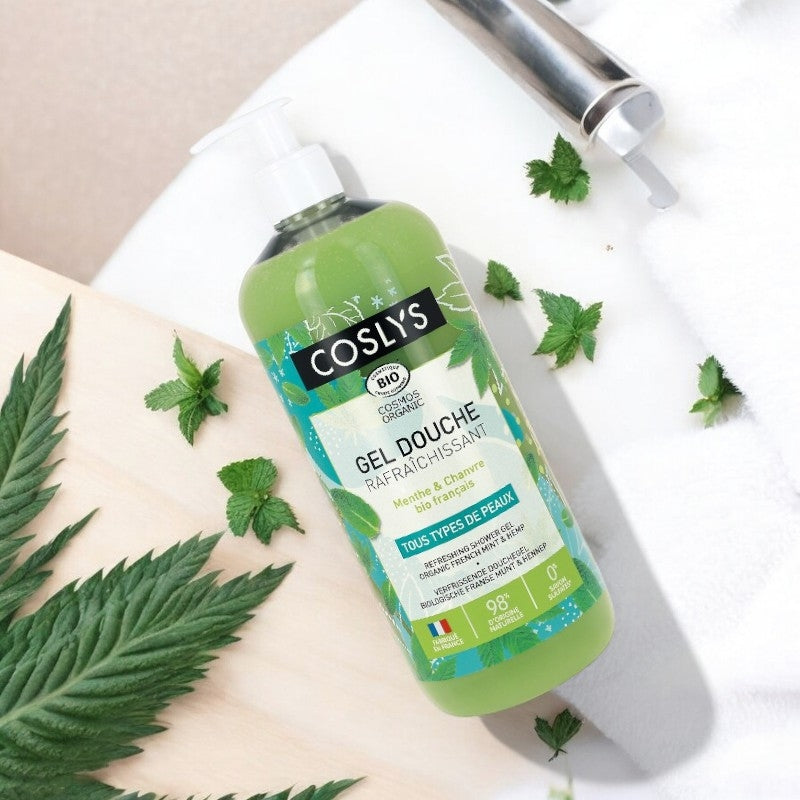 Erfrischendes Bio-Duschgel mit Minze und Hanf – 1 l – Coslys