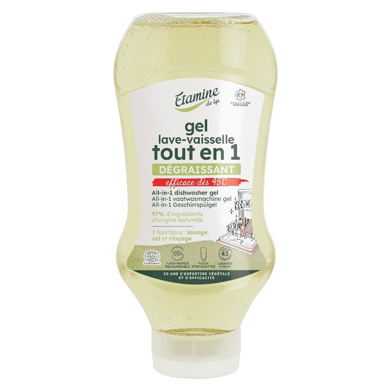 Gel lave-vaisselle tout en 1 écologique sans parfum - 870ml - Etamine du Lys