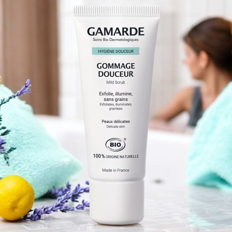 Gommage douceur BIO lavandin, citron & eau thermale - 40g - Gamarde