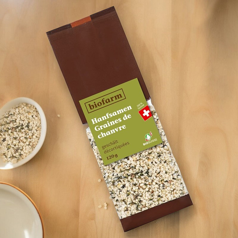 Graines de chanvre décortiquées suisses BIO - 120g - Biofarm