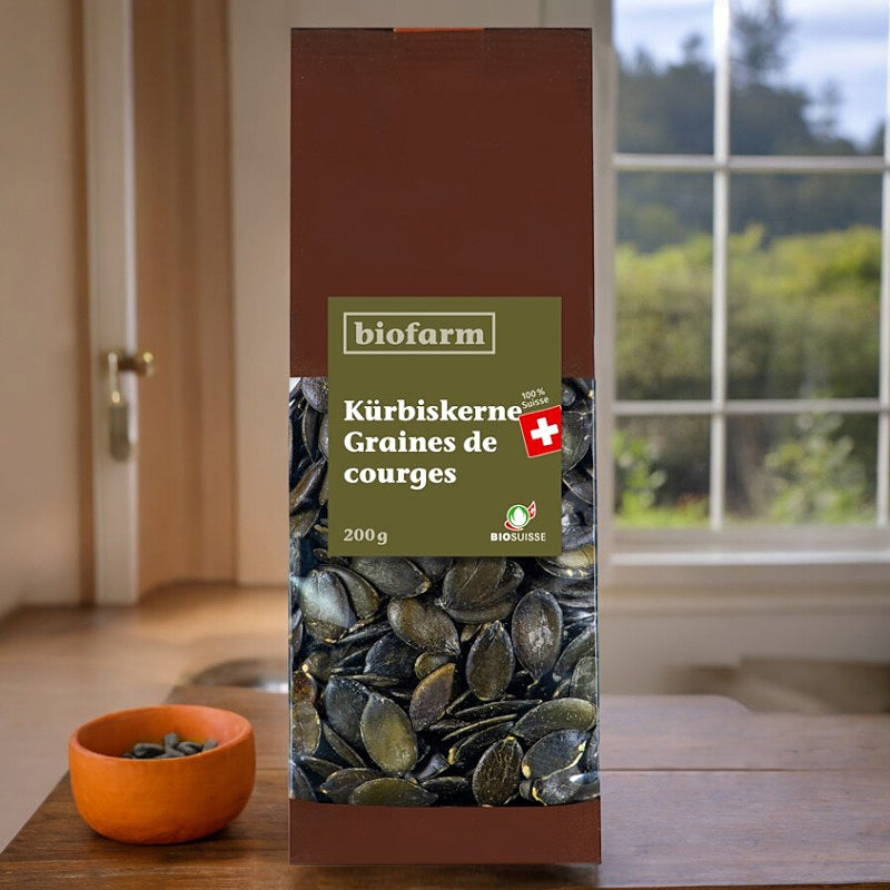 Bio-Kürbiskerne aus der Schweiz – 200 g – Biofarm