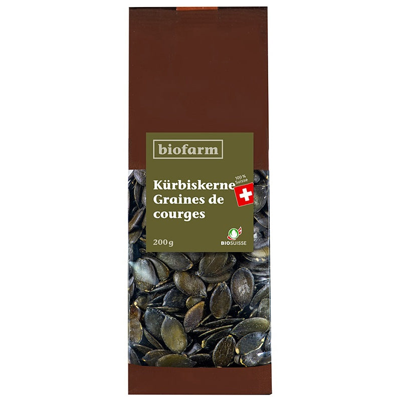 Bio-Kürbiskerne aus der Schweiz – 200 g – Biofarm