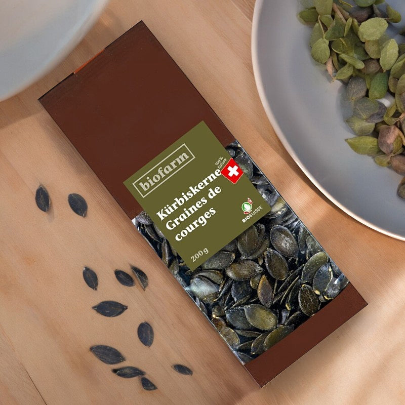 Bio-Kürbiskerne aus der Schweiz – 200 g – Biofarm