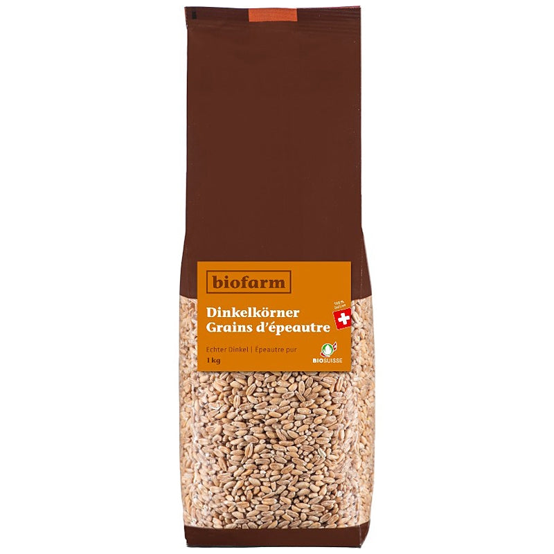 Bio-Schweizer Dinkelkörner – 1 kg – Biofarm