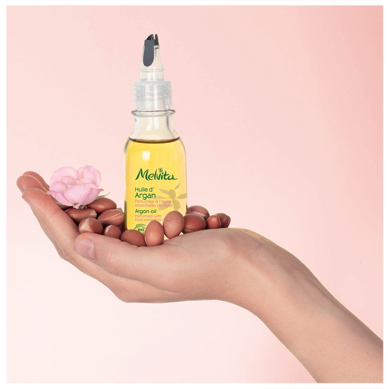 Huile d'argan parfumée à l'huile essentielle de rose BIO - 50ml - Melvita