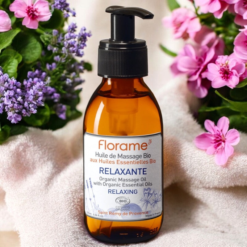 Huile de massage relaxante BIO lavande & géranium - 120ml - Florame