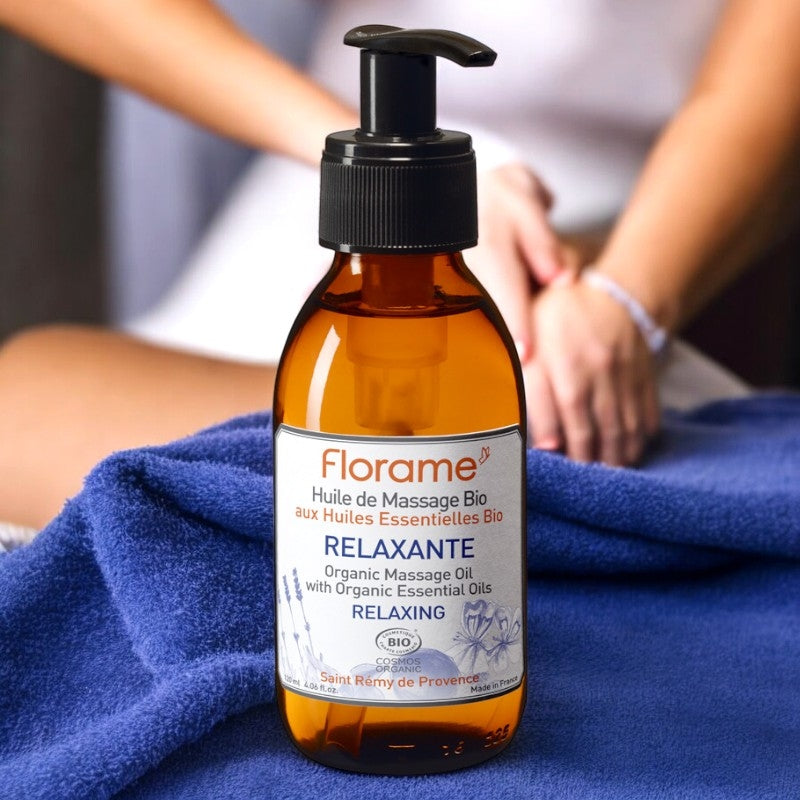Huile de massage relaxante BIO lavande & géranium - 120ml - Florame