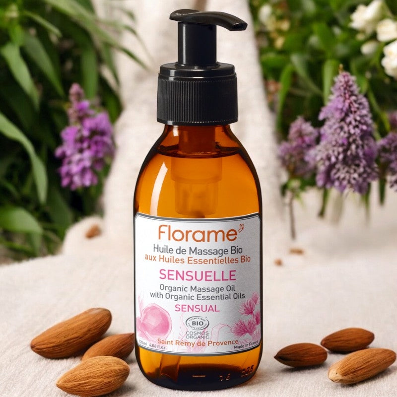 Huile de massage sensuelle BIO amande douce & patchouli - 120ml - Florame