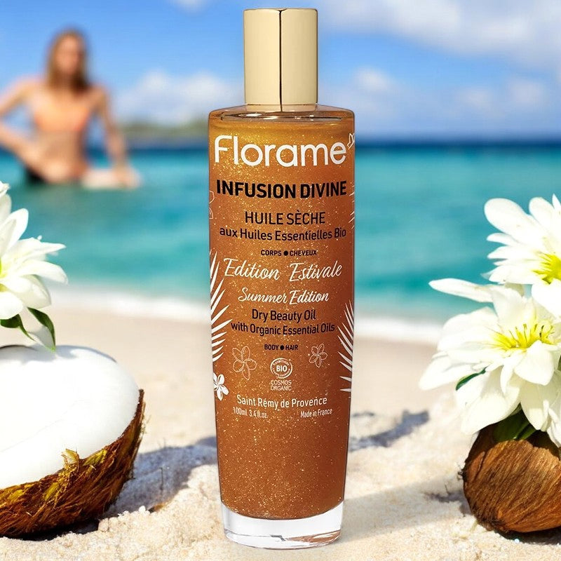 Bio-Trockenöl für Körper &amp; Haar, Kokosnuss &amp; Tiaré - 100 ml - Florame