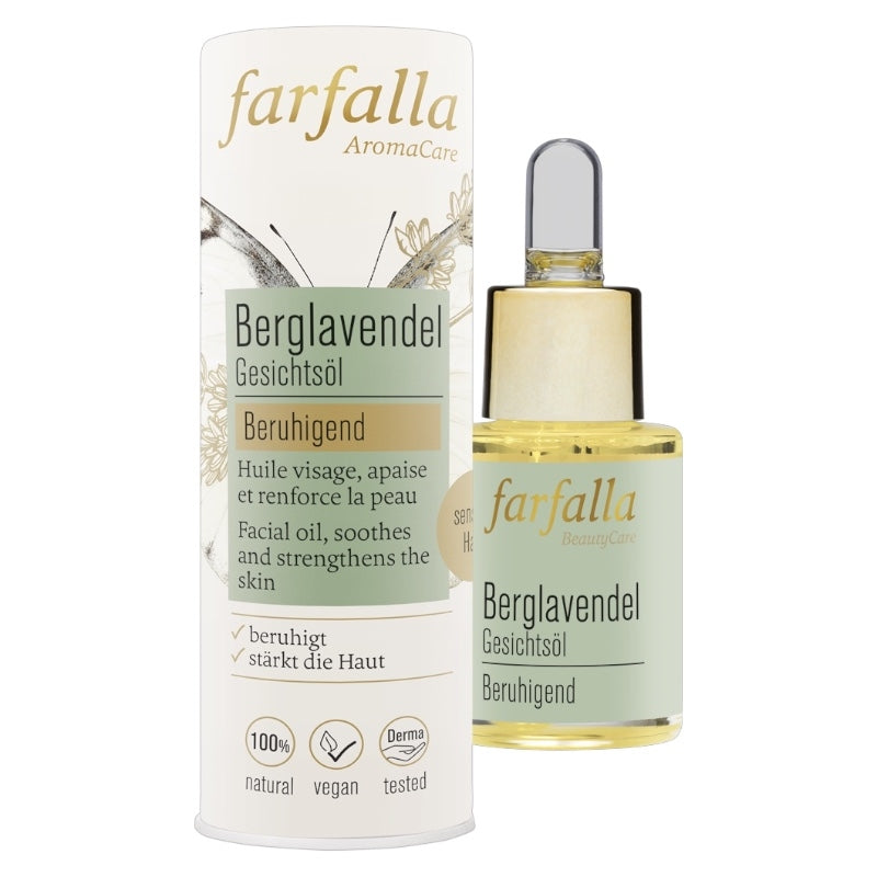 Huile visage apaisante BIO lavande de montagne - 15ml - Farfalla